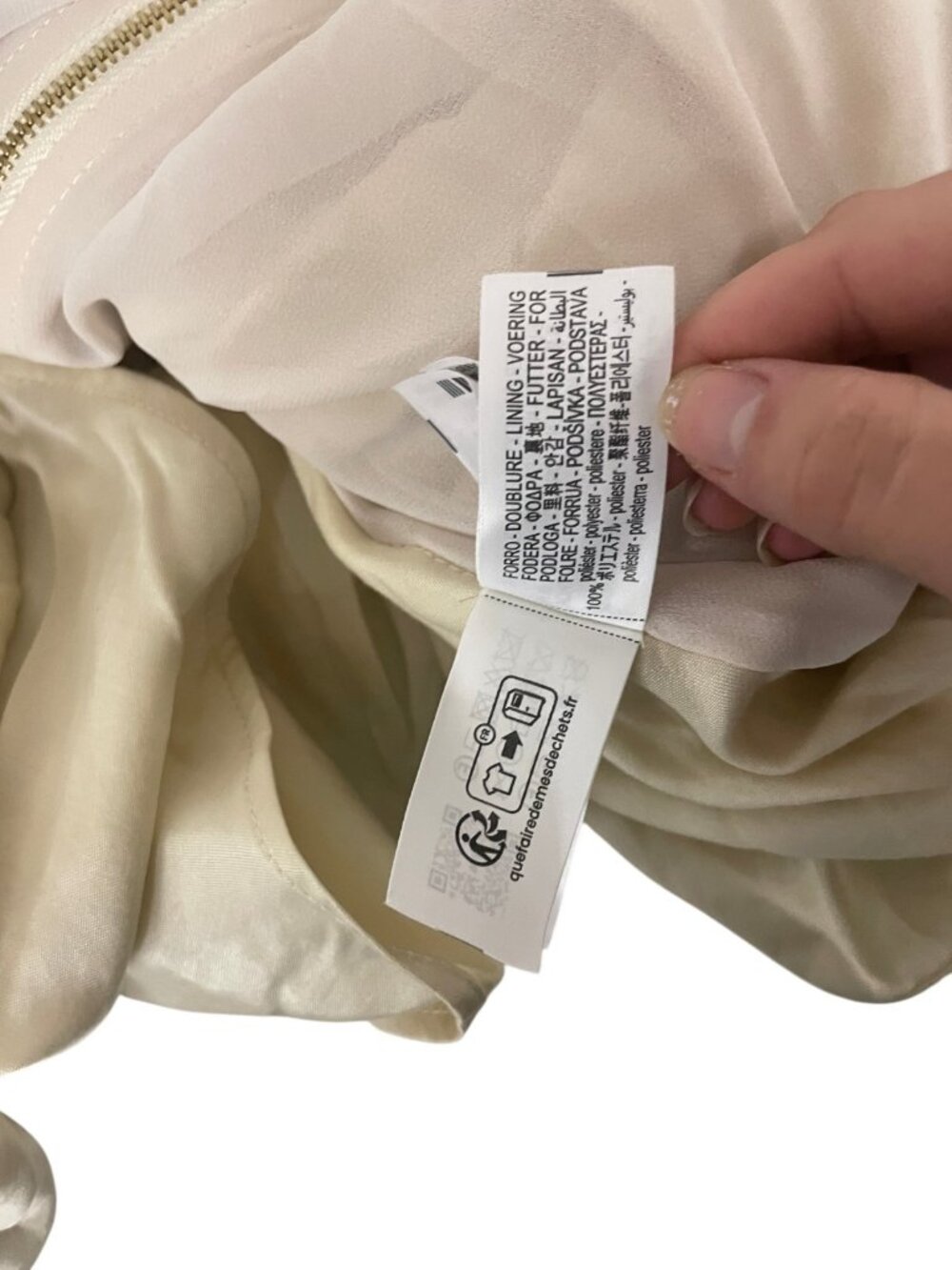Zara Womens Puffed Bomber Jacket Satin Medium Ecru Voluminous 2814/404 NWOT - Picture 11 of 14